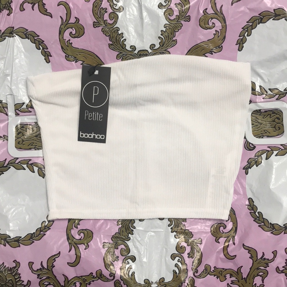 boohoo Boutique White Annabel Basic Rib Bandeau